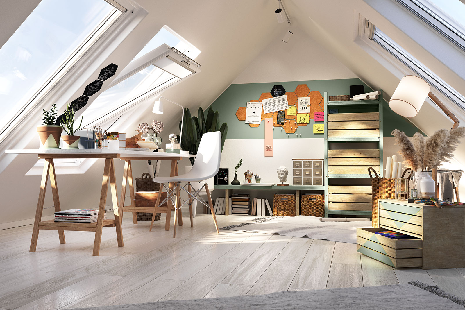 nju CGI, ausgebauter Dachboden als Arbeitszimmer