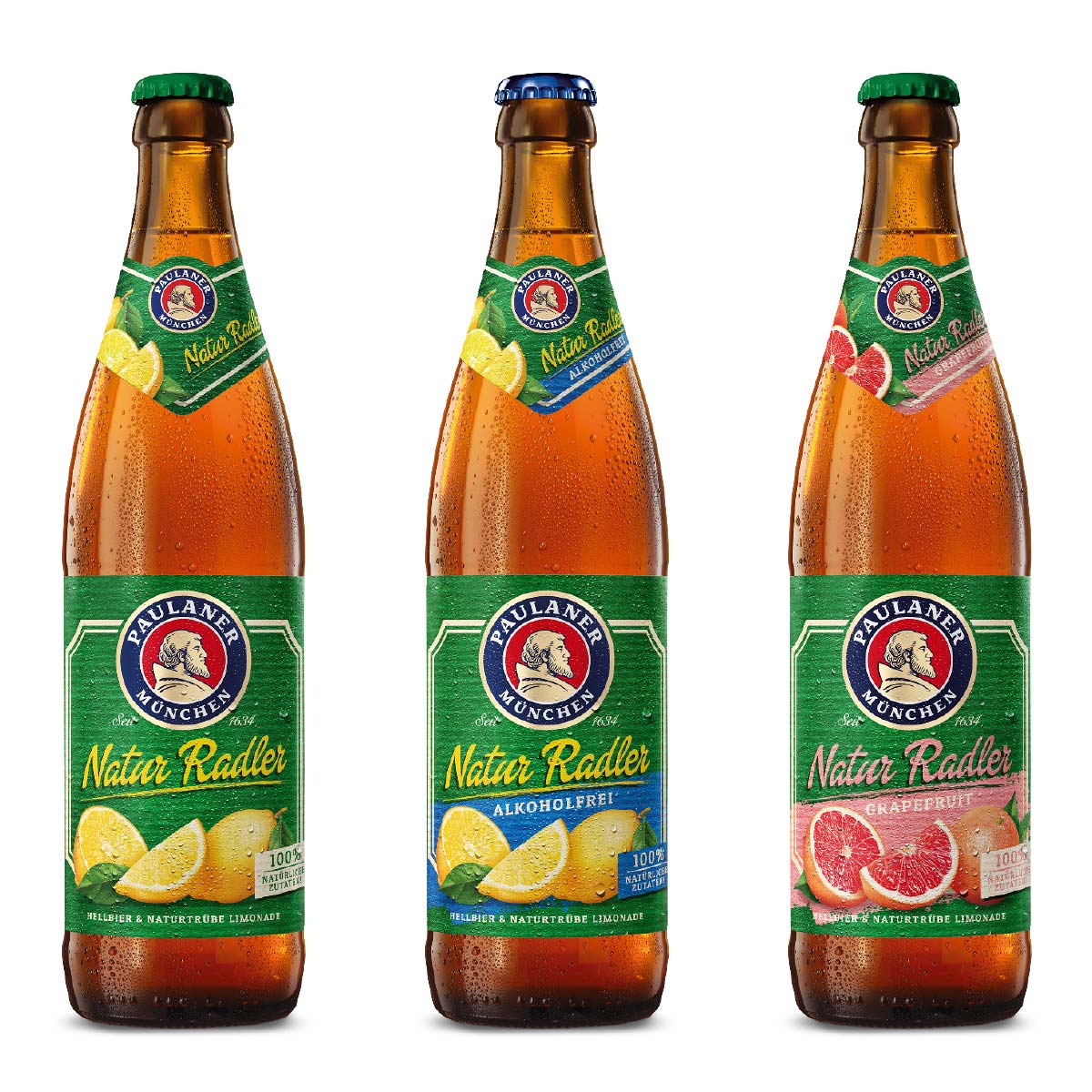 nju 3 Flaschen Paulaner Natur Radler